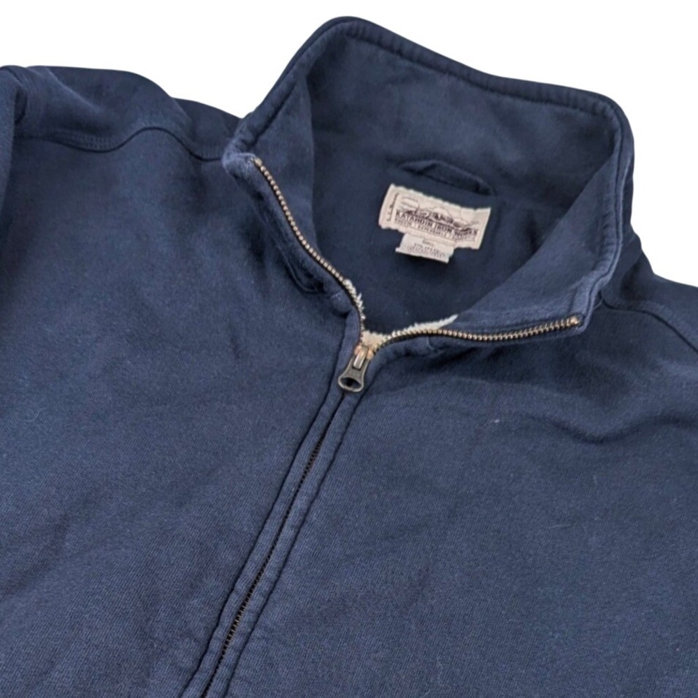 LL Bean Katahdin Iron Works Mens Navy Sherpa Lined Full Zip Sweatshirt LG-REG.